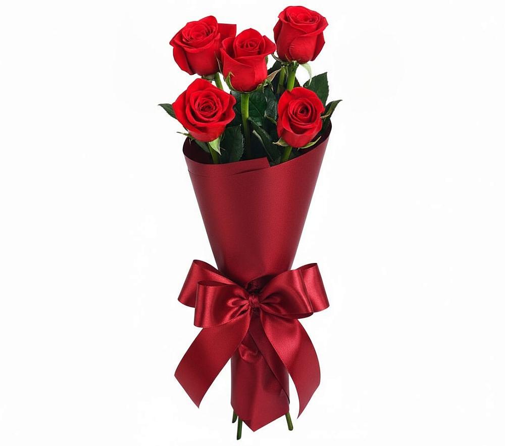 Букет 5 Красных роз Эдлесс Лав в Циолковском