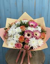 Букет цветов из:  Розы, Герберы и Хризантемы в Циолковском