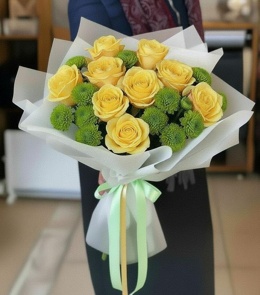 Букет цветов из: Хризантемы и Розы в Циолковском