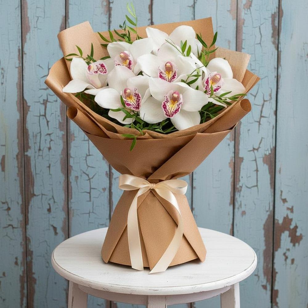 Букет цветов из: Орхидеи и Розы в Циолковском