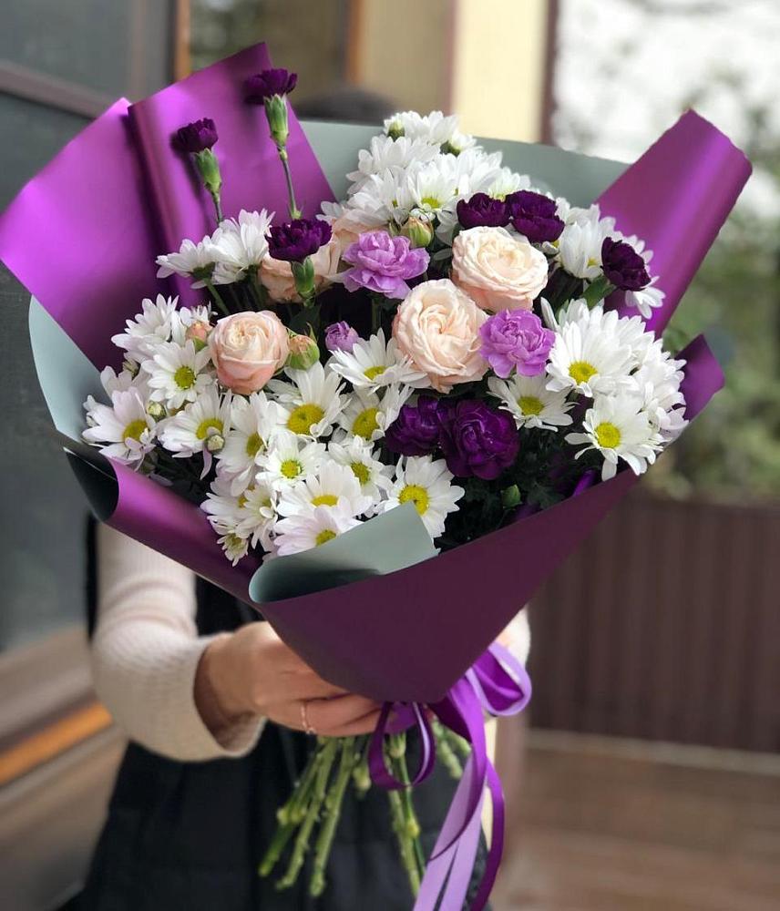 Букет цветов из: Хризантемы, Гвоздики и Розы в Циолковском