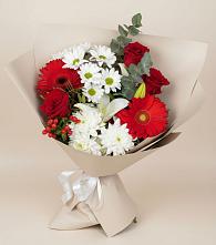 Букет цветов из:  Розы, Хризантемы, Герберы и Лилии в Циолковском
