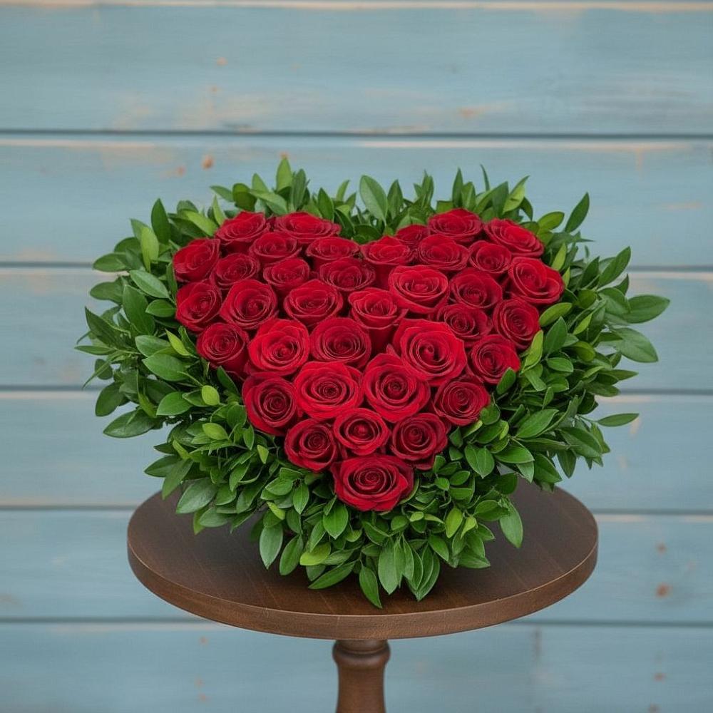 Цветочная композиция из Розы в виде сердца в Циолковском