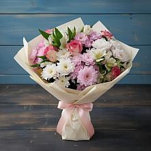 Букет цветов из:  Хризантемы, Альстромерии и Розы в Циолковском