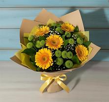 Букет цветов из:  Герберы и Хризантемы в Циолковском