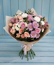 Букет цветов из:  Хризантемы, Розы и Альстромерии #REPLACE_PRED# Циолковском