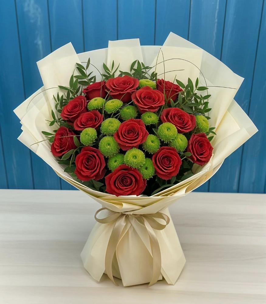 Букет цветов из: Розы и Хризантемы в Циолковском