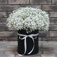 Цветочная композиция из Гипсофила в шляпной коробке в Циолковском