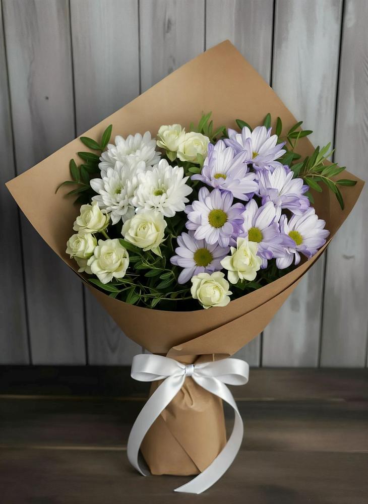 Букет цветов из: Хризантемы и Розы в Циолковском